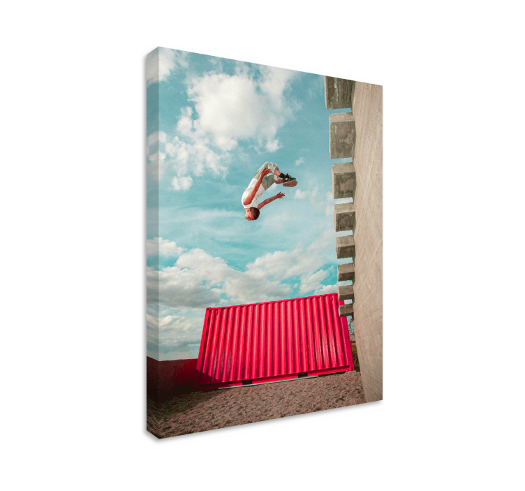 Parkour over mur lærredsbillede - TenStickers