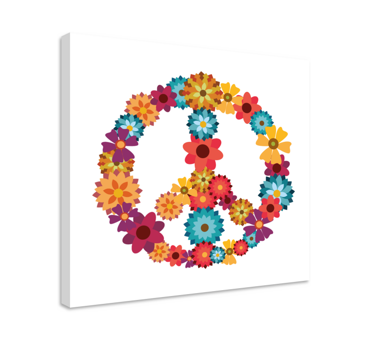 Blomstret hippie symbol lærredsbillede - TenStickers