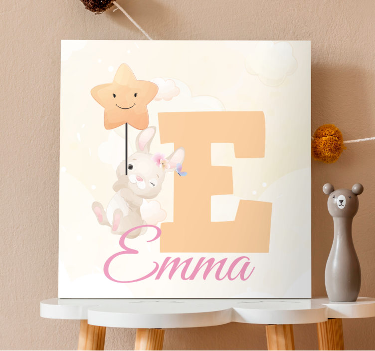 3d lærred glad kanin holder stjerne - TenStickers