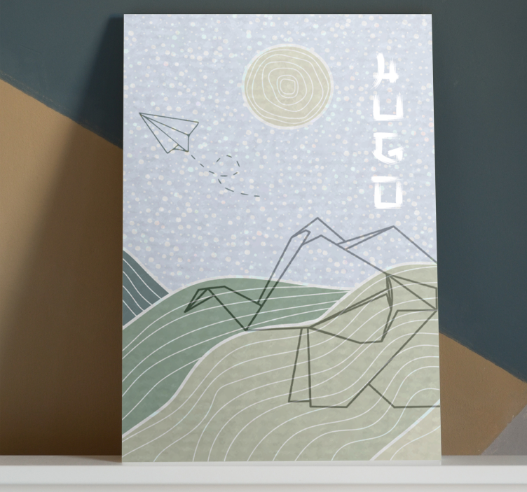 Lærredsbillede til børneværelse blå skyer og fugle - TenStickers