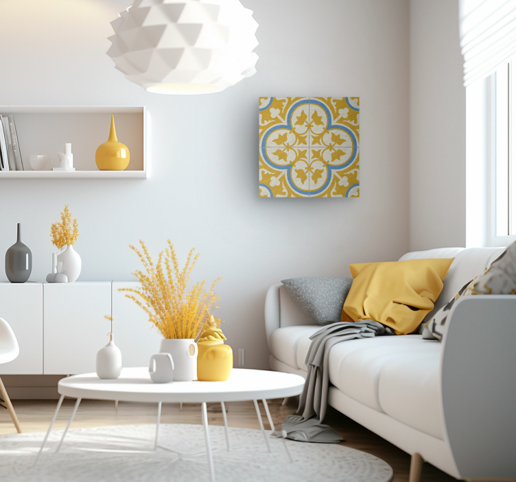 Gul hydraulisk retro flise  billede på lærred - TenStickers