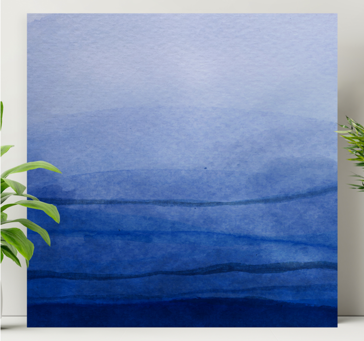Abstrakt lærredsbillede i lagdelte blå nuancer - TenStickers