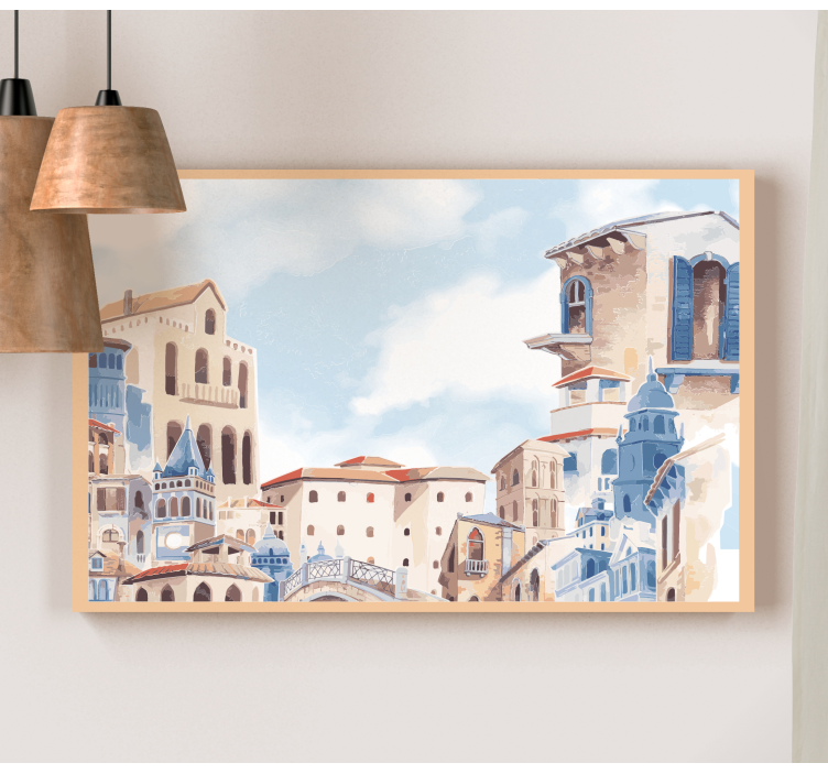 Akvarel by tegning planteskole lærred - TenStickers