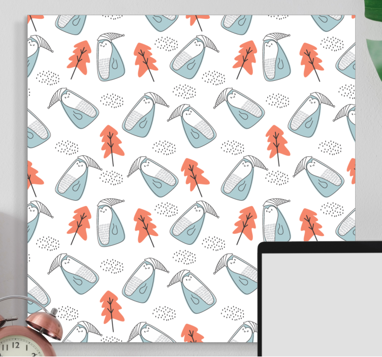 Andre planter og blomster på lærred søde dyremønstre - TenStickers