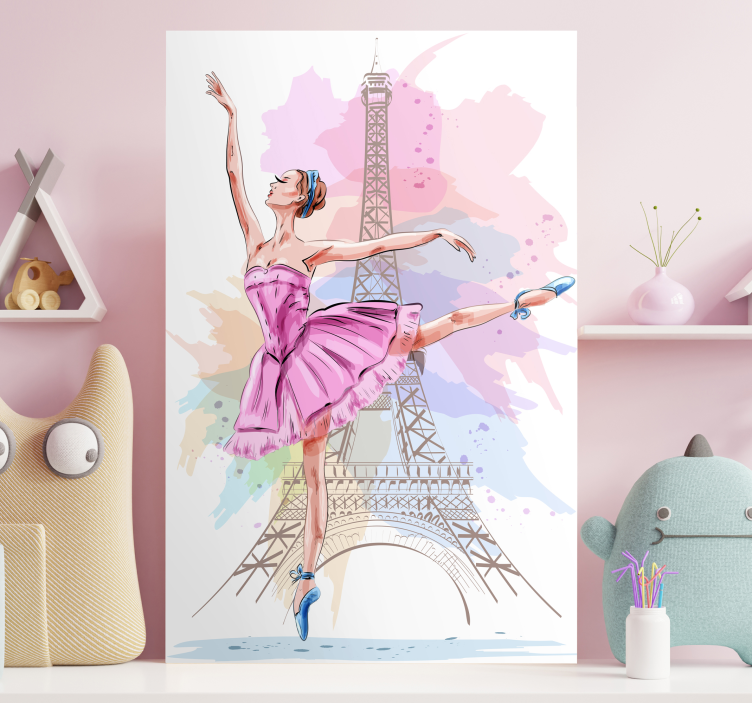 Ballerina i paris lærred - TenStickers