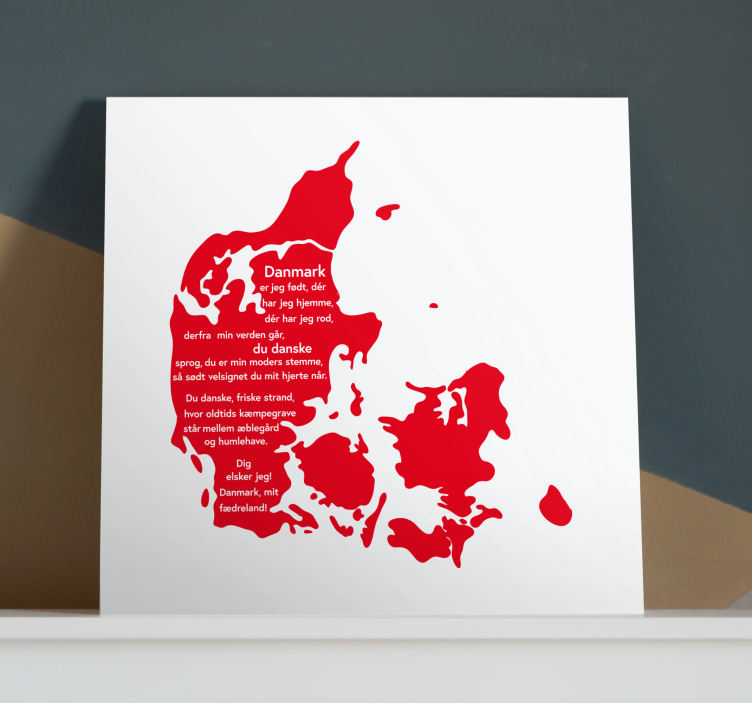 I danmark blev jeg født verdenskort lærred - TenStickers