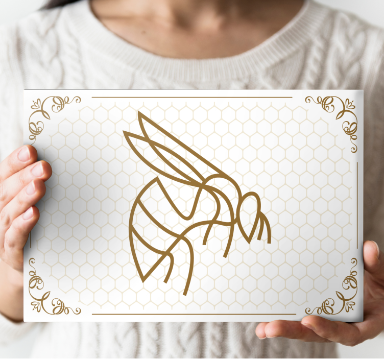 Billede af bi med honningkage på lærred - TenStickers