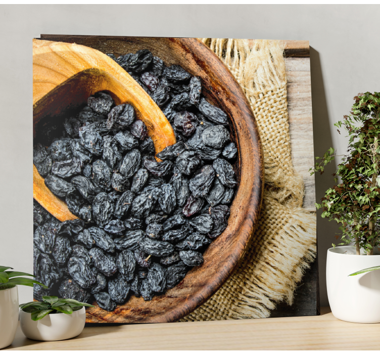 Blå druer og gyldent serviet frugt lærred - TenStickers