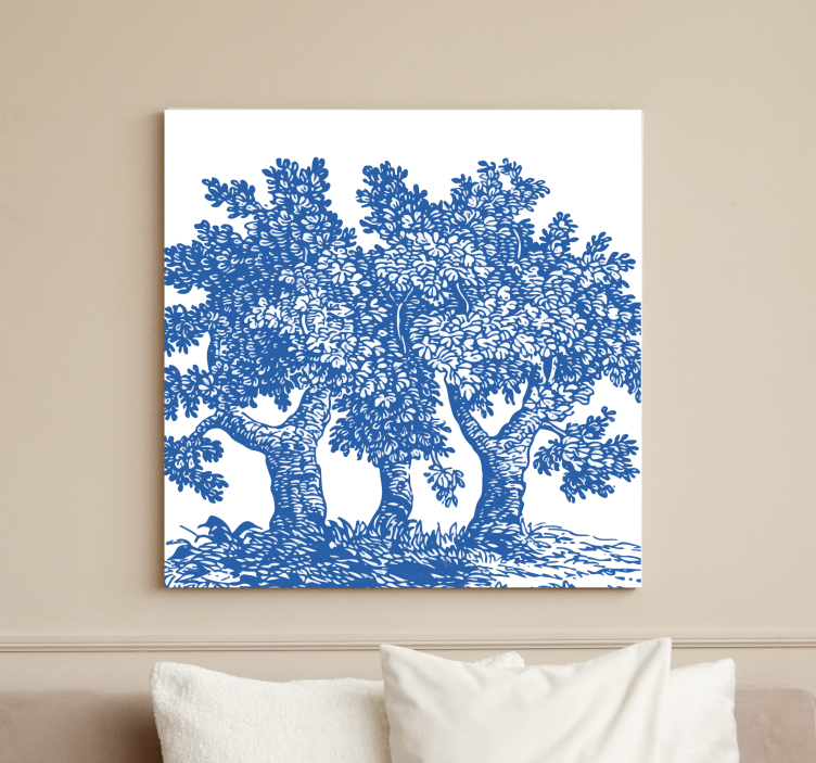 Blå magisk træ væg kunst lærred - TenStickers