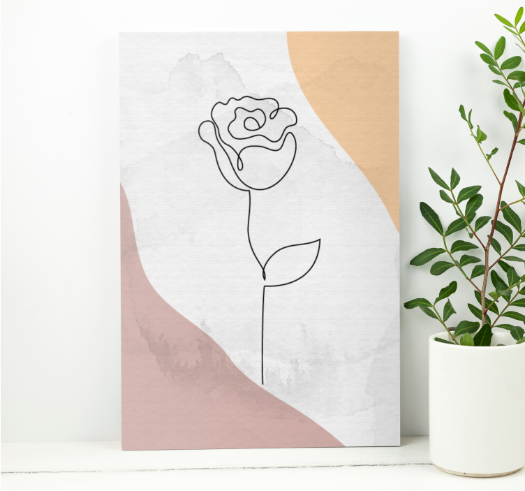 Blomster og planter lærredsbillede elegant rosetegning - TenStickers