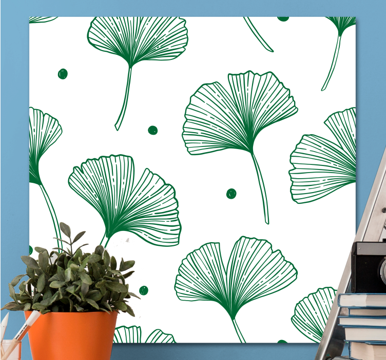 Blomster og planter lærredsbillede ginkgo blad illustration - TenStickers