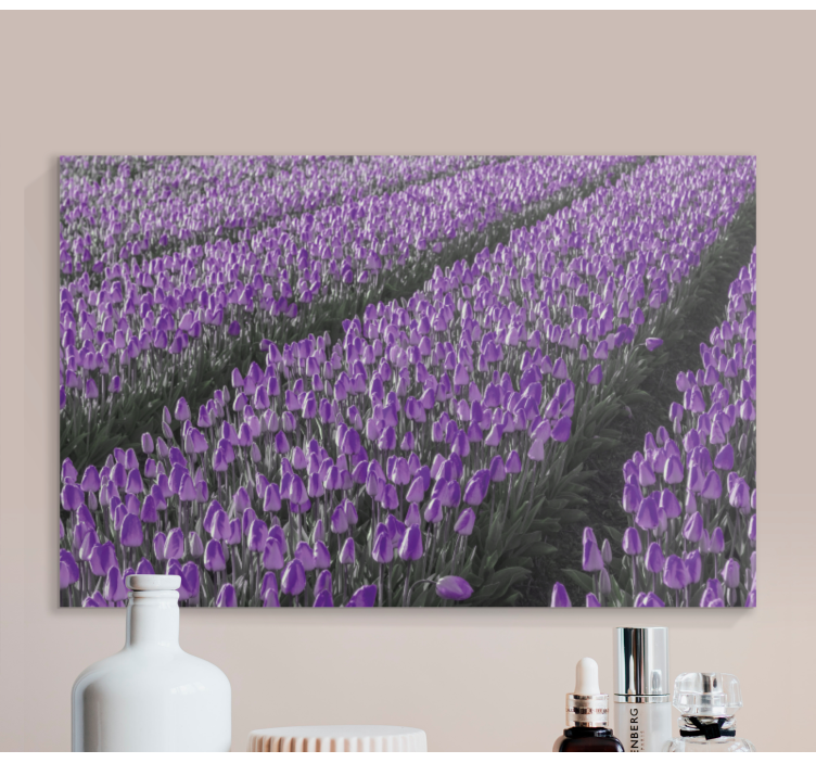 Blomster og planter lærredsbillede lilla tulipanmark - TenStickers