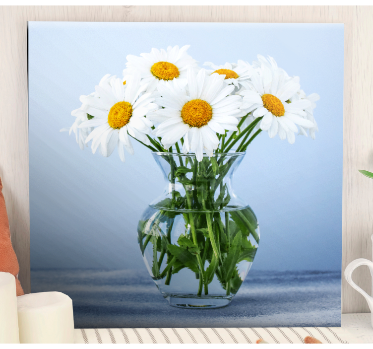 Blomster og planter lærredsbillede margueritter i glas - TenStickers
