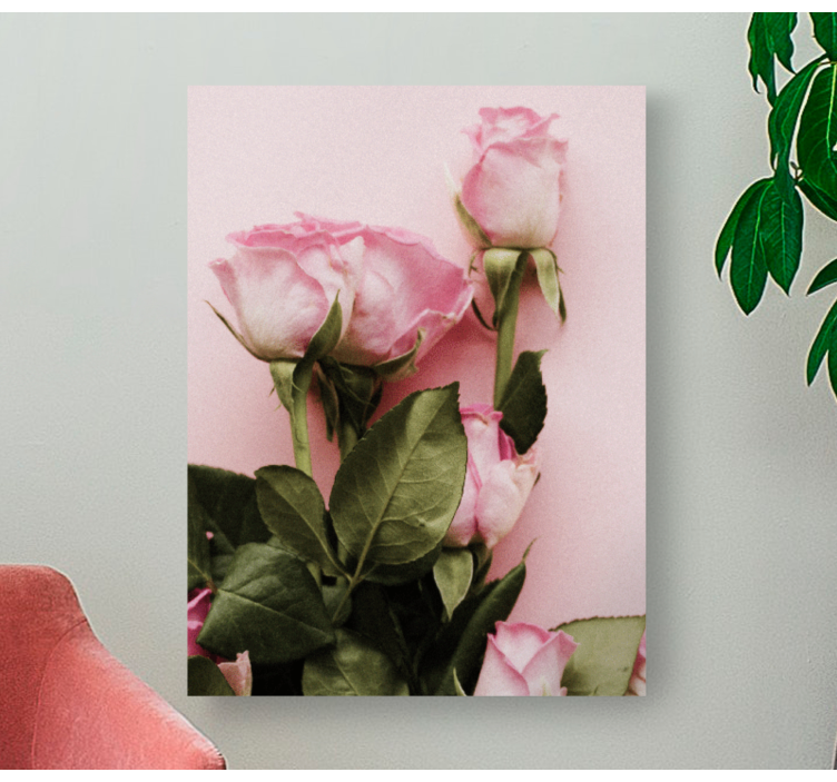 Blomster og planter lærredsbillede pink rose arrangement - TenStickers