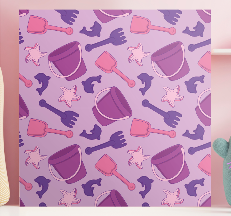 Børne lærredsbillede med strandlegetøj mønster - TenStickers