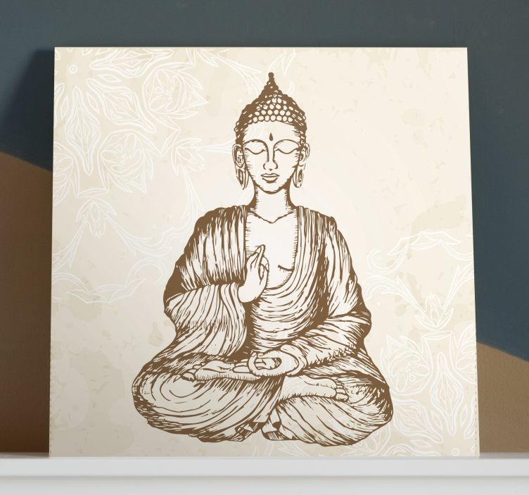 Buda vintage blomster buddha væg kunst - TenStickers