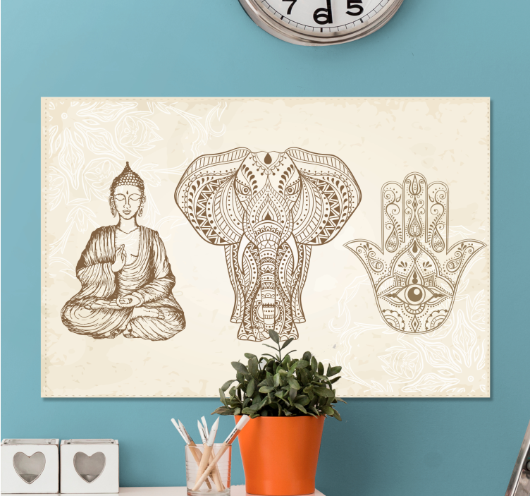 Buddha hamsa håndsymbol moderne lærred - TenStickers
