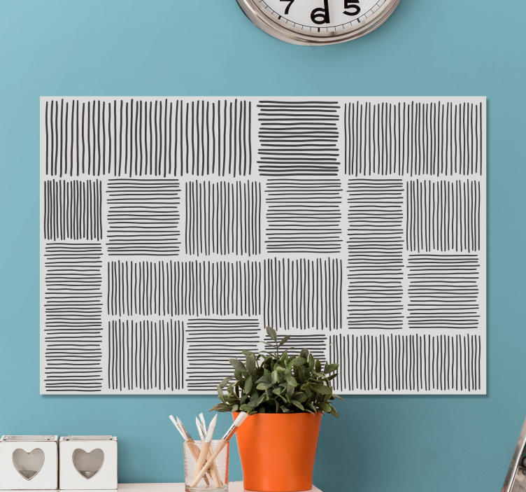 Buddha lærredsbillede med strukturerede sorte linjer - TenStickers