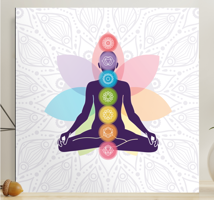 Buddha lærredsbillede meditation chakra silhuet - TenStickers