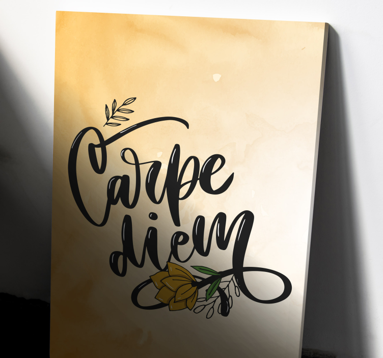 Citat lærredsbillede grib dagen blomster - TenStickers