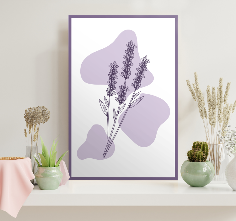 Tegning lavendel plante blomstret lærredsbillede - TenStickers