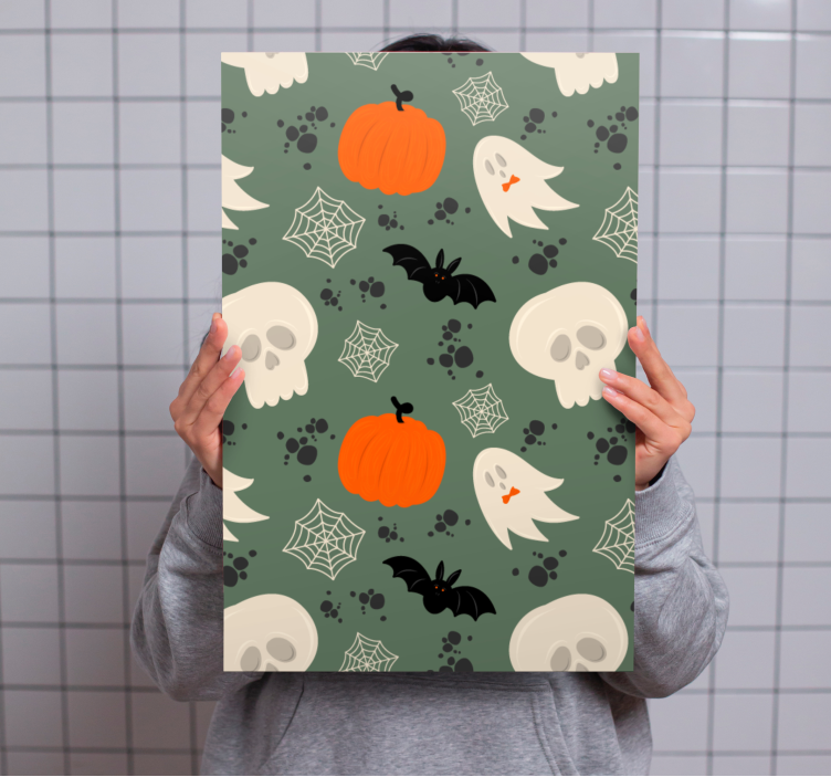 Dinosaur lærredsbillede med halloween tema - TenStickers