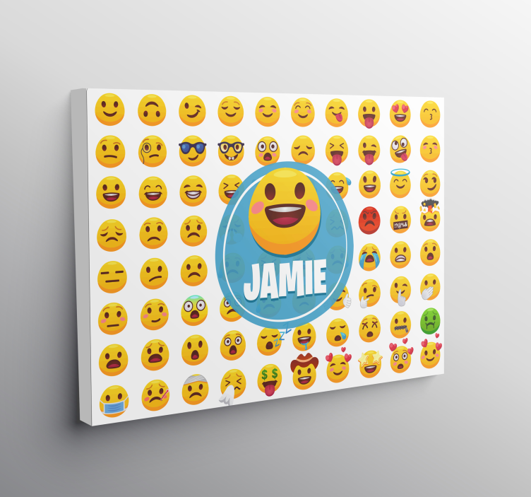 Emojis med navn personligt lærred - TenStickers