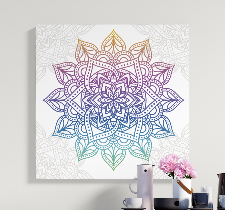 Farverig gradient mandala lærred væg kunst - TenStickers