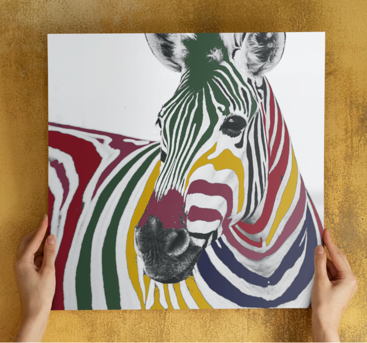 Farverig zebra maleri kunst moderne lærred - TenStickers