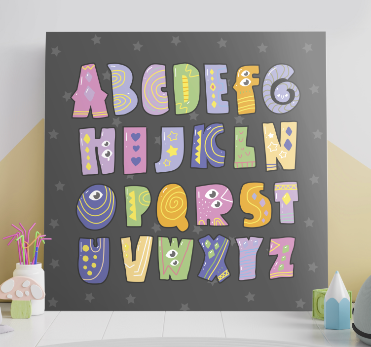 Farvede alfabet lærred udskrifter - TenStickers