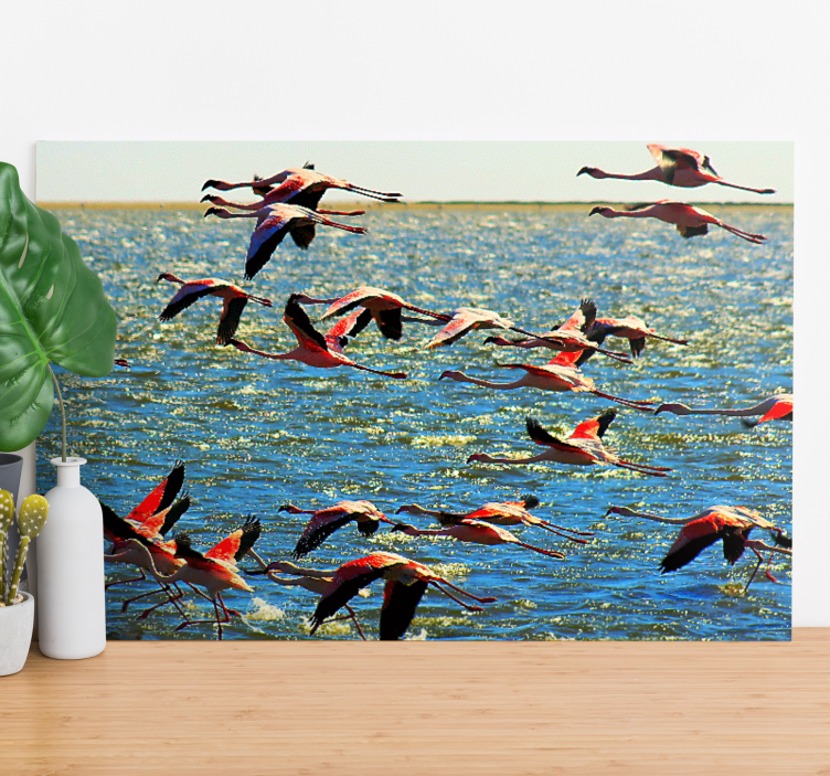 Flamingoer flyvende dyr lærred print - TenStickers