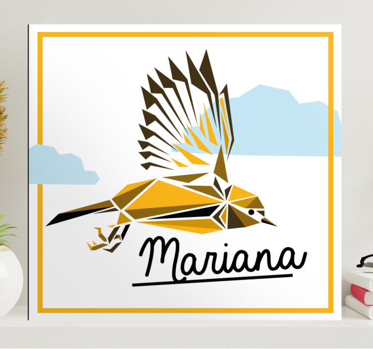 Fugl lærredsbillede flyvende gul fugl - TenStickers