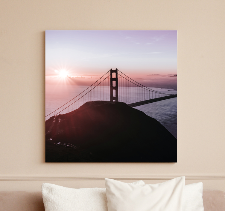 Golden gate span by lærredsbillede - TenStickers