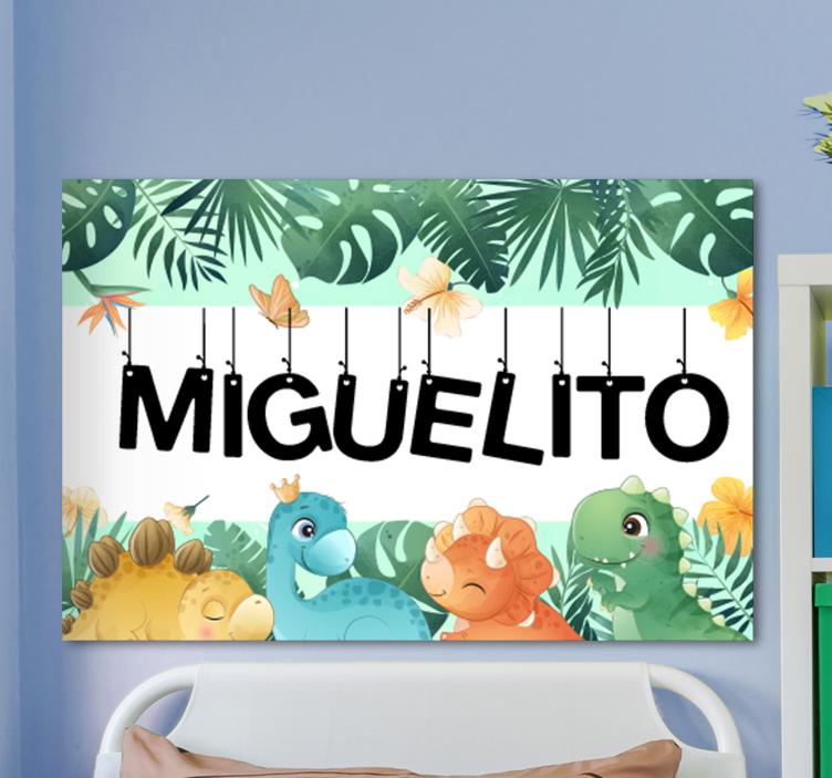 Heste lærredsbillede sød dinosaur scene - TenStickers