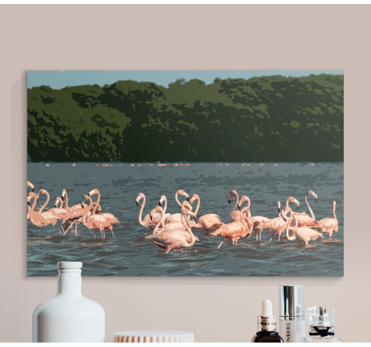 Hunde lærredsbillede flamingo flock formation - TenStickers