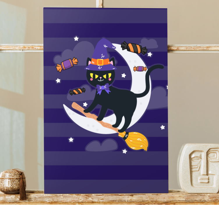 Katte lærredsbillede sort kat heks - TenStickers