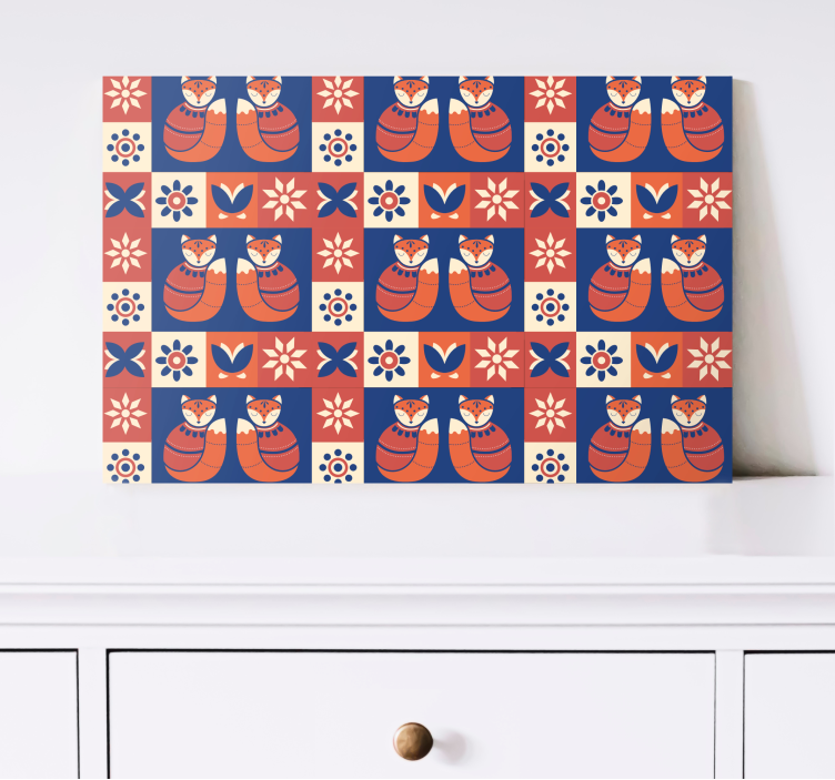 Katte lærredsbillede venligt kattemønster - TenStickers