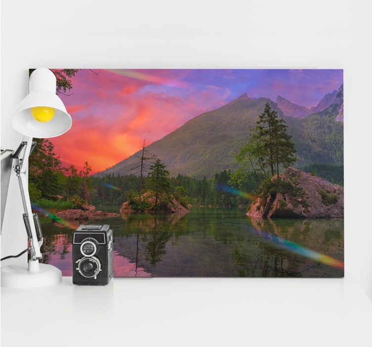 Landskab lærred bjergrefleksion ro - TenStickers