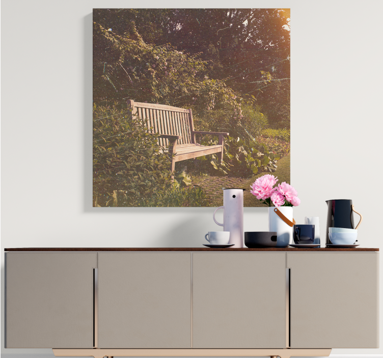 Landskab lærred rolig havebænk - TenStickers