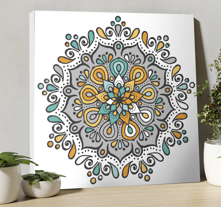 Mandala farverig med blomsterkunst på lærred - TenStickers