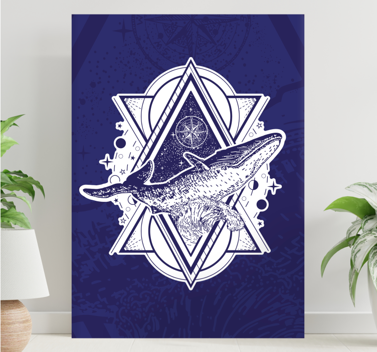 Marine lærredsbillede hval astral design - TenStickers