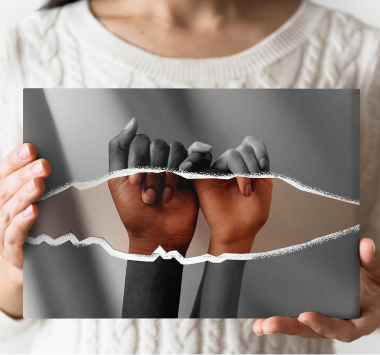 Mennesker og karakterer lærredsbillede hænder sammen - TenStickers