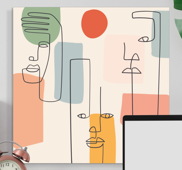 Minimalistisk vægkunst ansigter stuen lærred - TenStickers