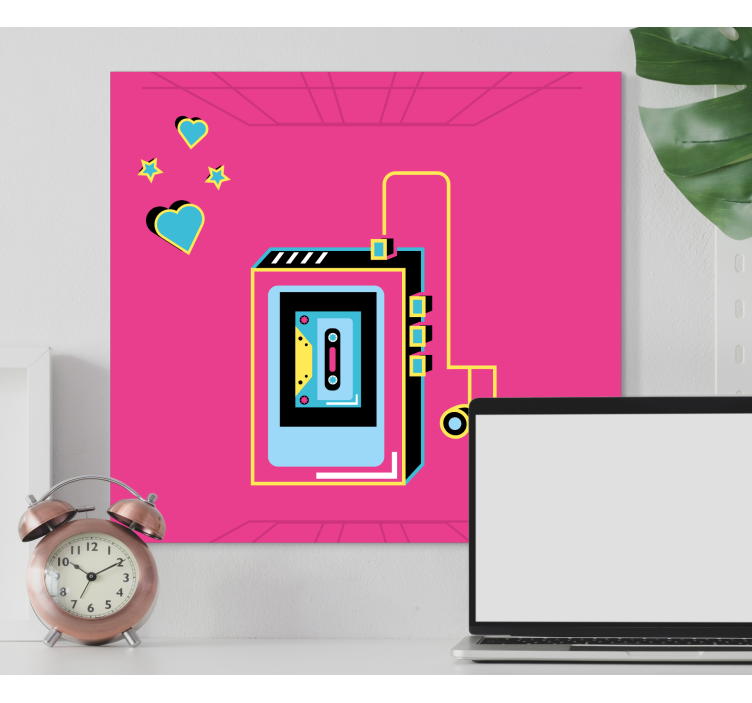 Musik lærredsbillede retro kassette kærlighed - TenStickers