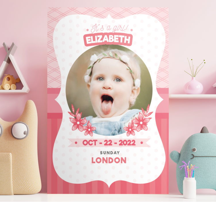 Personlig pink meddelelse baby lærredsbilleder - TenStickers