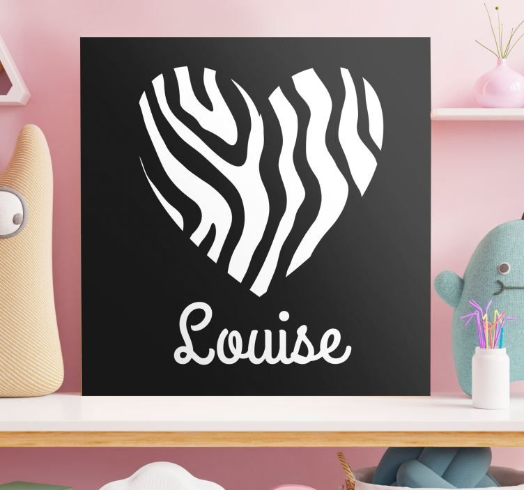Personlig hjerte zebra lærred - TenStickers