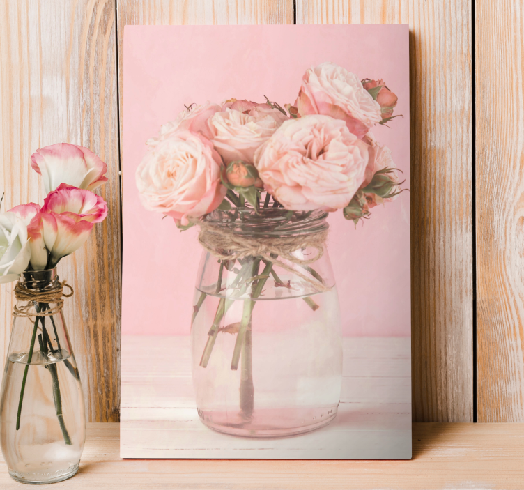 Pink rose bouquet blomster og planter lærredsbillede - TenStickers