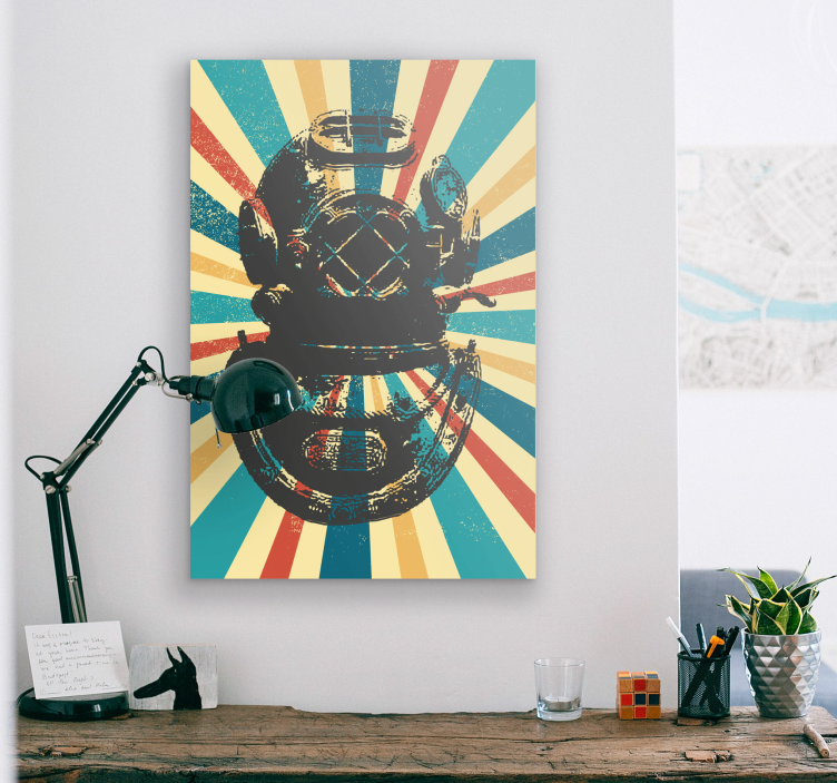 Retro dykkerhjelm lærredsbillede - TenStickers