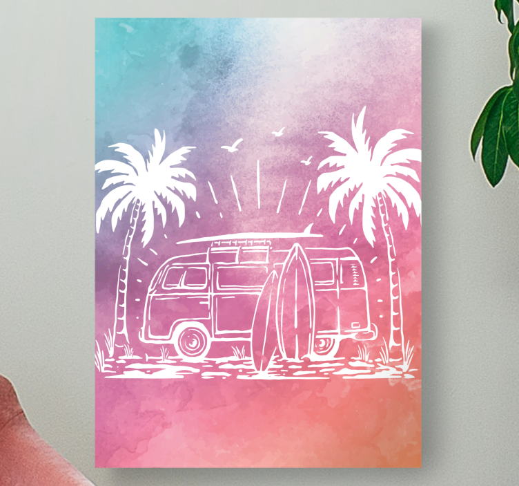 Retro surf van by lærredsbillede - TenStickers