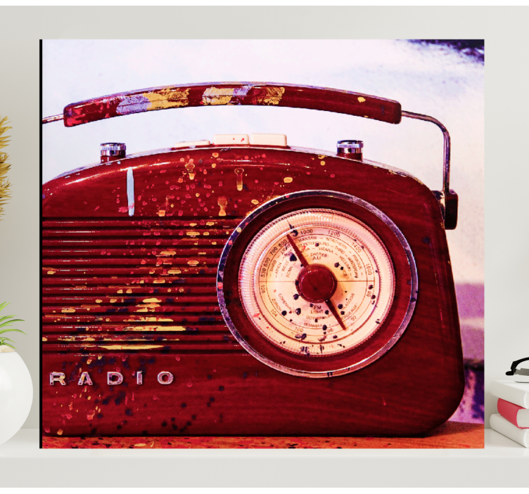 Rød vintage radio retro lærredskunst - TenStickers